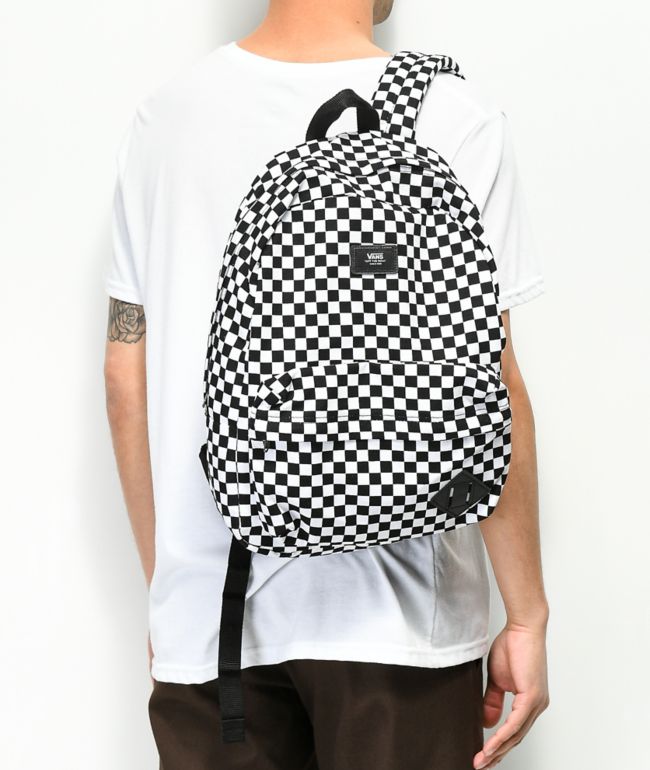 vans old skool ii black & white checkerboard backpack